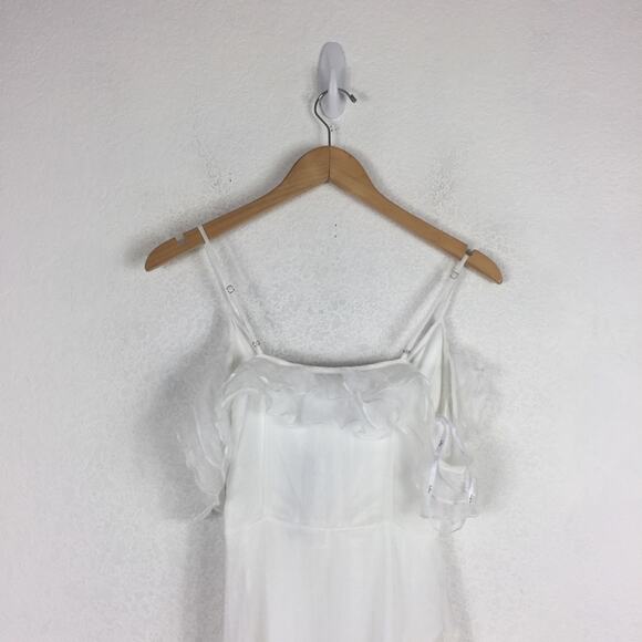 NWT Lulus Radiant in Ruffles White Ruffled Lace Cold Shoulder Maxi Dress XS - Picture 14 of 16